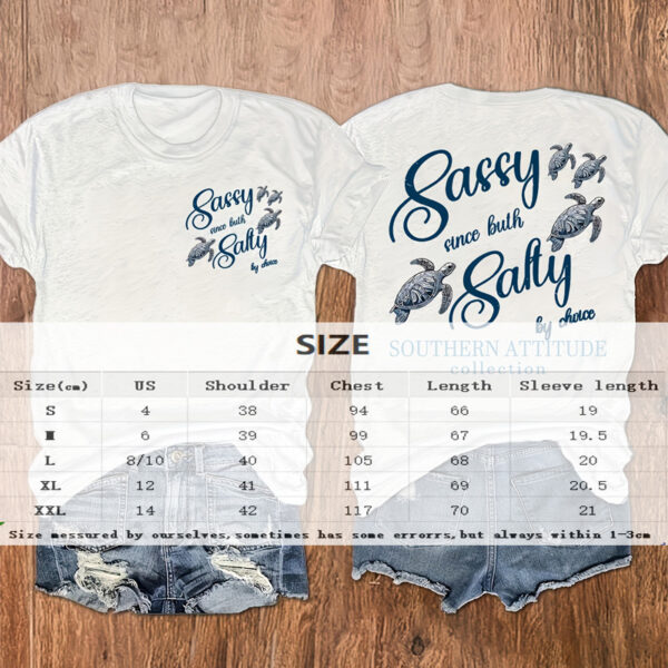 Women's Round Neck Turtle & Slogan Graphic Tee - Playful Summer Essential - Image 3