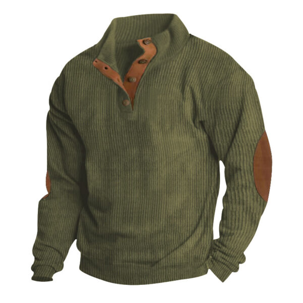Corduroy Casual Stand Collar Long-sleeved Sweater - Image 8