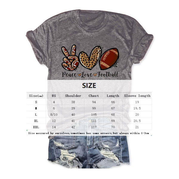 Women's Summer Round Neck Graphic Print Tee - Scissor Hands, Leopard Heart & Football Design - Image 3