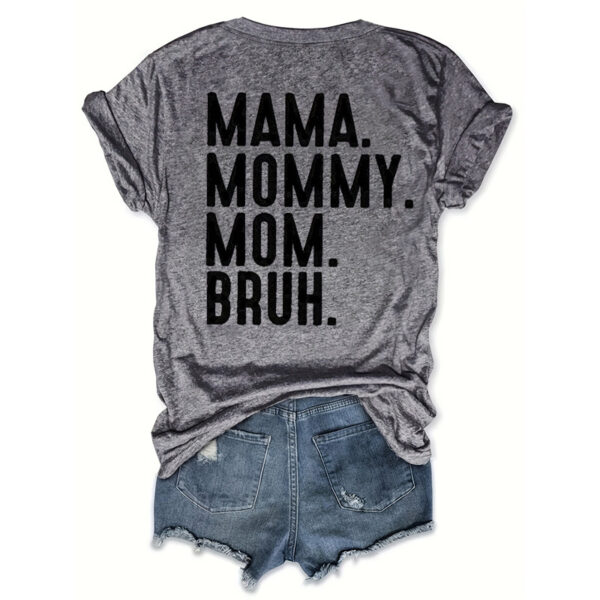 Women's Heart & Letter Print Crew Neck T-Shirt, Casual Short Sleeve Top For Spring & Summer - Image 2