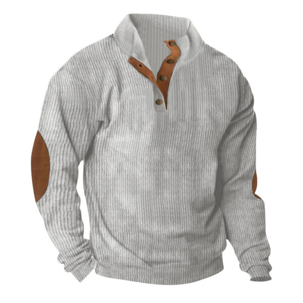 Corduroy Casual Stand Collar Long-sleeved Sweater - Image 9