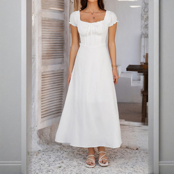 Women's Bohemian Backless Maxi Dress Flowy Ruffled Beach Dress With Adjustable Belt Summer Vacation Boho Dress For Casual Outings - Image 7