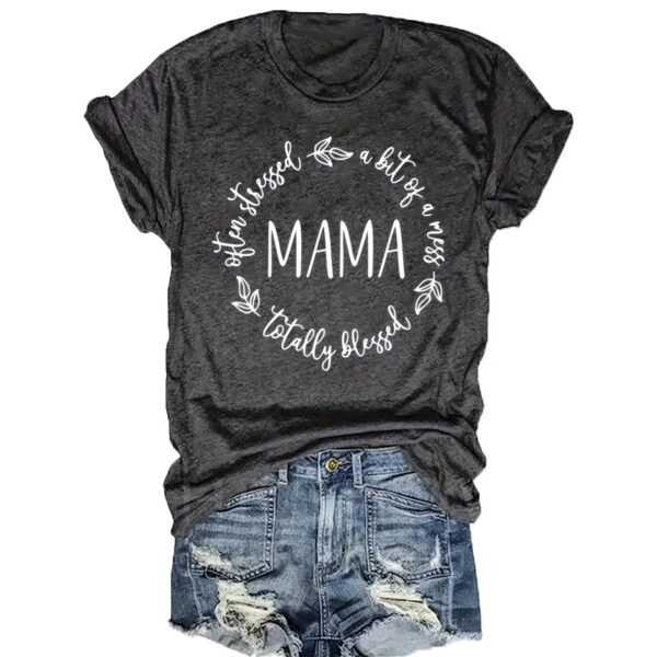 Women's 'MAMA' Print Cotton T-Shirt - Comfort Round Neck Short Sleeve Casual Summer Top