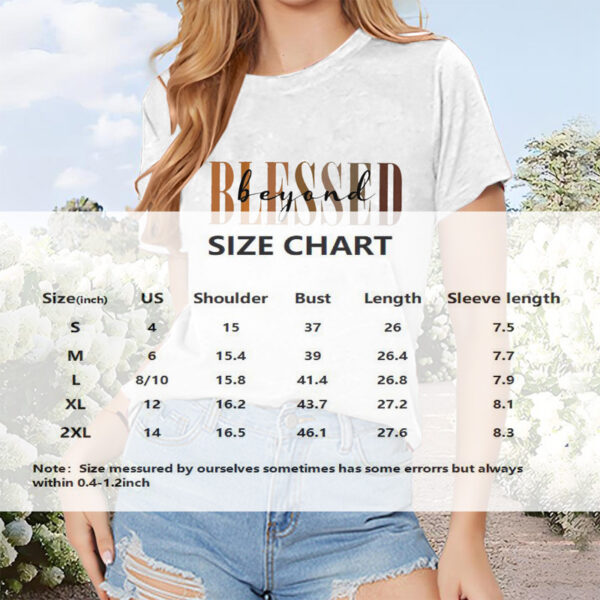 Women's 'BLESSED' Print Short Sleeve T-Shirt - Summer Casual Round Neck Tee - Image 4