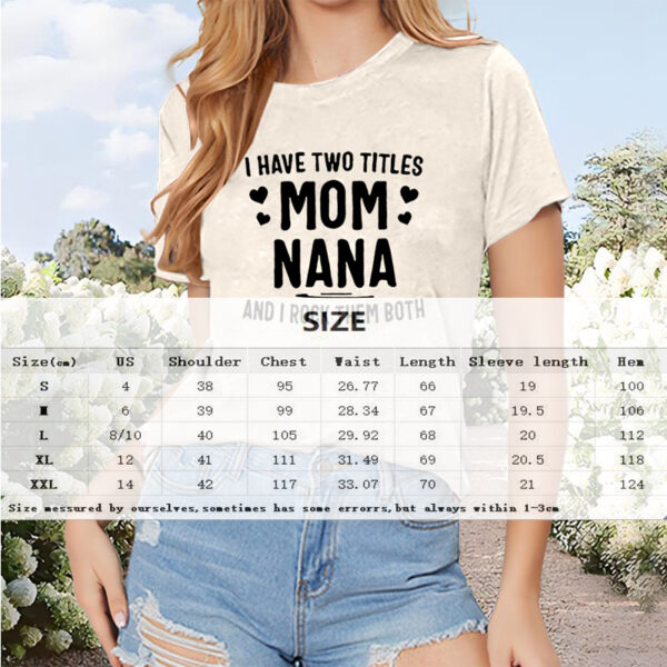 Women's 'MOMO NANA' Print Short Sleeve T-Shirt - Casual Round Neck Summer Top - Image 4