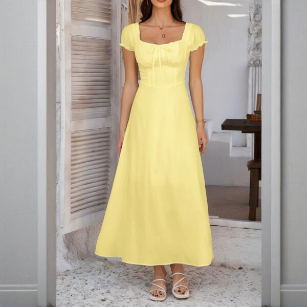 Women's Bohemian Backless Maxi Dress Flowy Ruffled Beach Dress With Adjustable Belt Summer Vacation Boho Dress For Casual Outings - Image 3