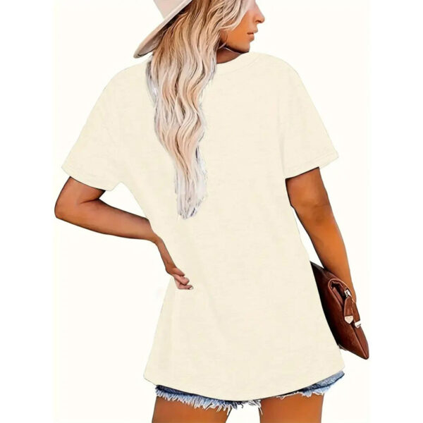 Women's Floral & Letter Print Round Neck Tee - Stylish Summer Short Sleeve Blouse - Image 4