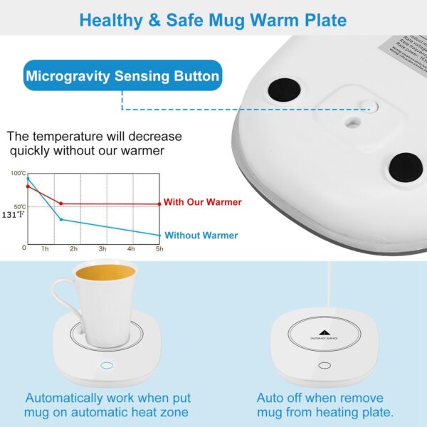1Pc Coffee Mug Warmer Cup Warmer Auto Shut Off Coffee Tea Milk Electric Heater Pad Office Home Desk Electric Beverage Warmer Mat - Image 4