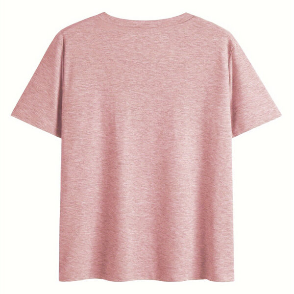 Women's V-Neck Short Sleeve T-Shirt - 'God' Letter Print, Summer Casual Top - Image 4